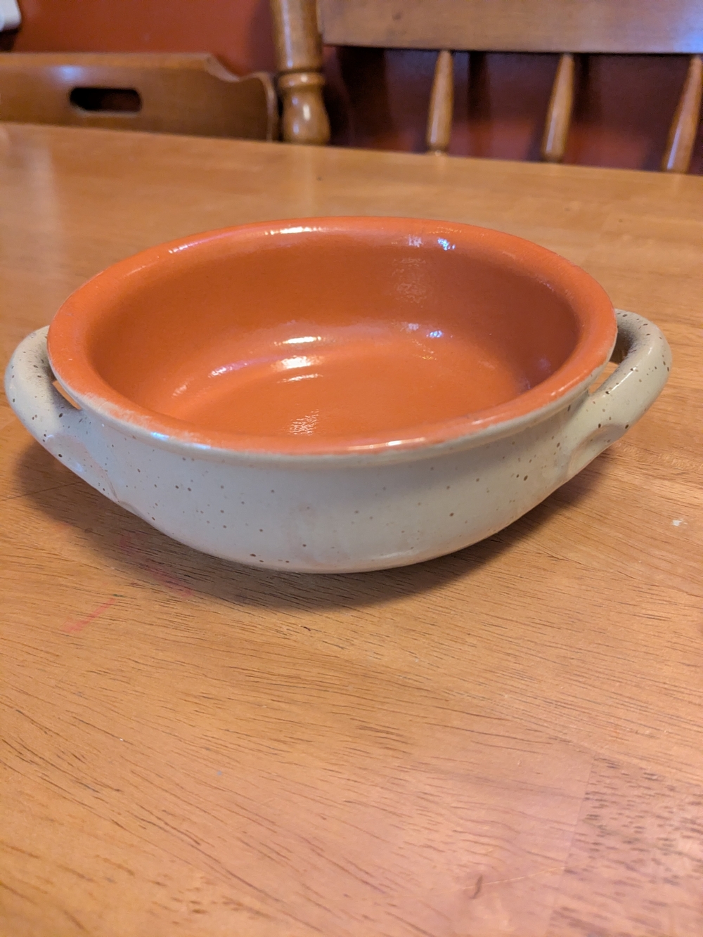 Two-Tone Ceramic Ovensafe Bowl - Terracotta Interior, Cream Exterior (Brand New)